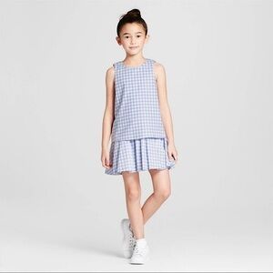 VICTORIA Beckham for Target Blue & White Gingham Dress Drop Waist Lined Size Med